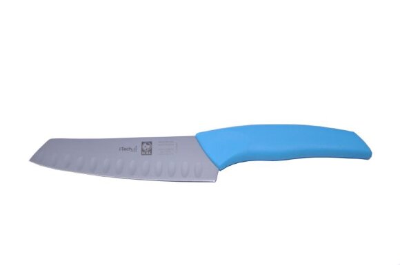 Нож японский Santoku 140/260 мм. с бороздками, голубой I-TECH Icel /1/12/, MAG - 56107