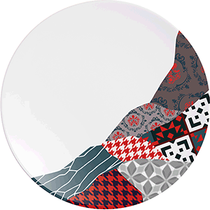 Тарелка мелкая «Фрагмент Кармин»;фарфор;D=16см;белый,красный COM- 03013446
