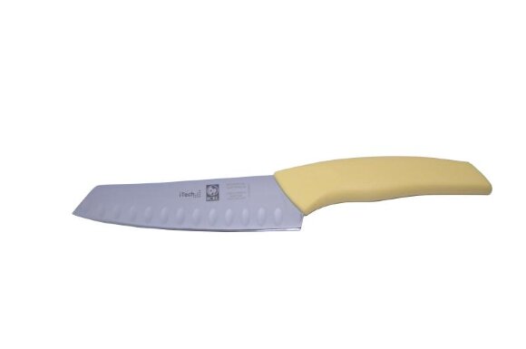 Нож японский Santoku 140/260 мм. с бороздками, желтый I-TECH Icel /1/12/, MAG - 56079