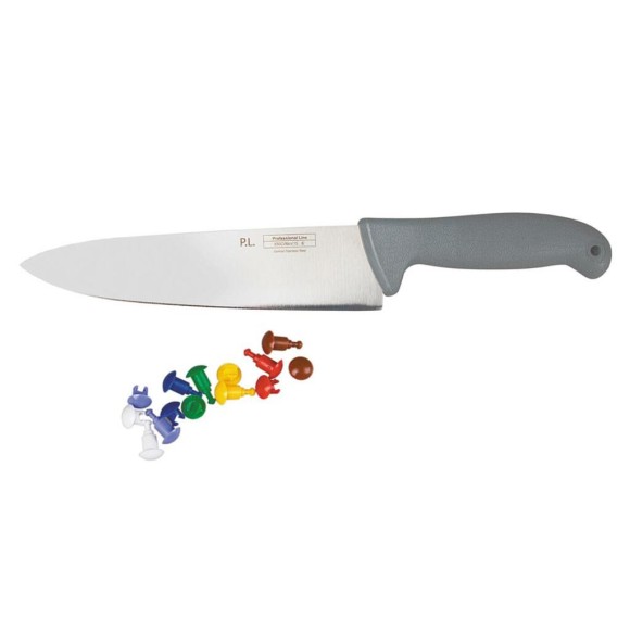 Нож поварской 20 см с цветными кнопками PRO-Line серая ручка , RIC - 81004111