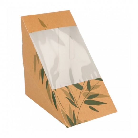 Коробка картонная для тройного сэндвича с окном 12,4*12,4*8,3 см, 100 шт/уп, Garcia de P, RIC - 81210221