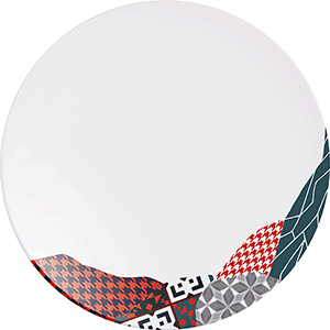 Тарелка «Фрагмент Кармин» мелкая;фарфор;D=25,5см;белый,красный COM- 3013444