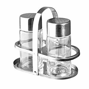 Набор соль/перец на подставке;сталь нерж.,стекло;50мл;,H=100,L=105,B=55мм;серебрист.,прозр. COM- 3172229
