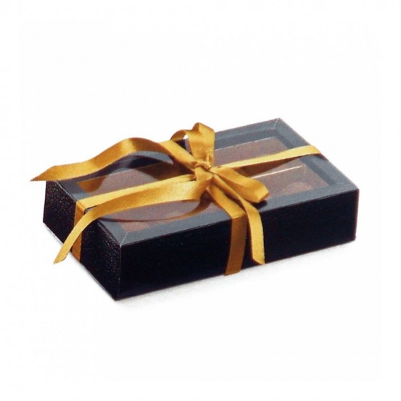 Коробка для шоколада с крышкой и разделителями, 14,5*7,5*3,5 см, черная, картон, 50 шт/у, RIC - 81210546
