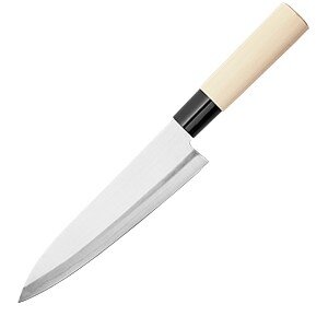Нож кухонный «Киото» двусторонняя заточка;сталь нерж.,дерево;,L=30/18,B=4см COM- 4072470