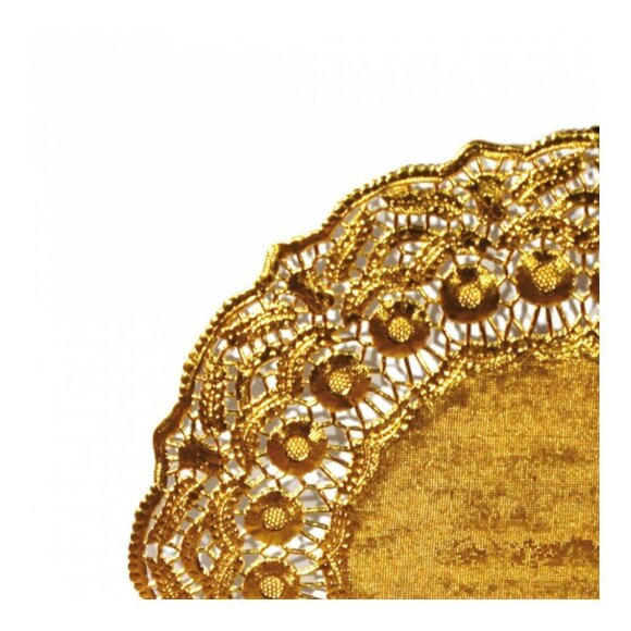 Салфетка ажурная золотая d 24 см, металлизированная целлюлоза, 100 шт, Garcia de Pou, RIC - 81210773