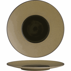 Тарелка «Ваби Саби Вит» с широким бортом;фарфор;D=28,5см;бежев.,черный COM- 3012594