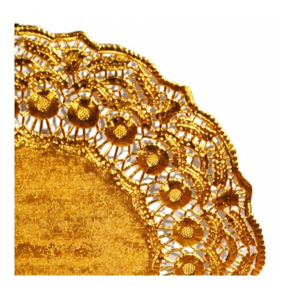 Салфетка ажурная золотая d 27 см, металлизированная целлюлоза, 100 шт, Garcia de Pou, RIC - 81210774