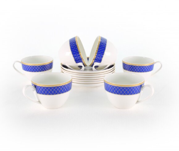 Аружан набор чайных пар (ярко-синий), Золото 18 карат (750 проба), AKK - 71232/2 А