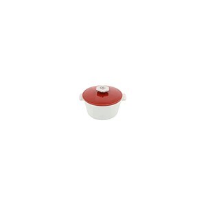 Кастрюля для сервировки с крышкой «Революшн»;керамика;0,5л;D=136,H=92мм;белый,красный COM- 3023812