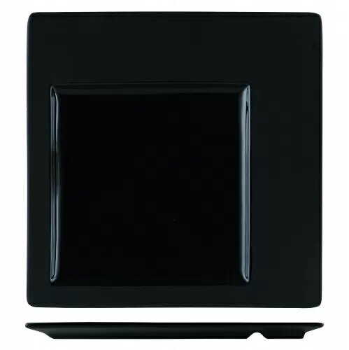 Тарелка 30,7*30,7 см квадратная смещенное дно черная фарфор  [3], RIC - 81200058