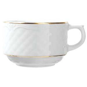 Чашка чайная «Афродита»;фарфор;190мл;D=80,H=55мм;белый,золотой COM- 3140553