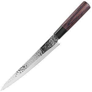Нож кухонный «Нара» односторонняя заточк;сталь нерж.,дерево;,L=34/21,B=3см;металлич.,тем.дерево COM- 4072805