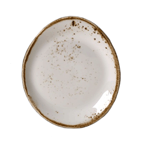 Тарелка «Крафт Вайт» пирожковая;фарфор;,H=20,L=155,B=130мм;белый,коричнев. COM- 3010259