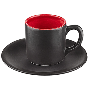 Пара кофейная «Кармин»;керамика;100мл;D=13,5см;красный,черный COM- 3130809