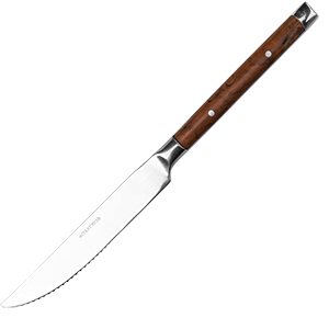 Нож для стейка «Рустик»;сталь нерж.,пластик;,L=22,5см;серебрист.,тем.дерево COM- 3112181