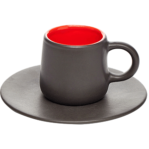 Пара кофейная «Кармин»;керамика;125мл;красный,черный COM- 3130810
