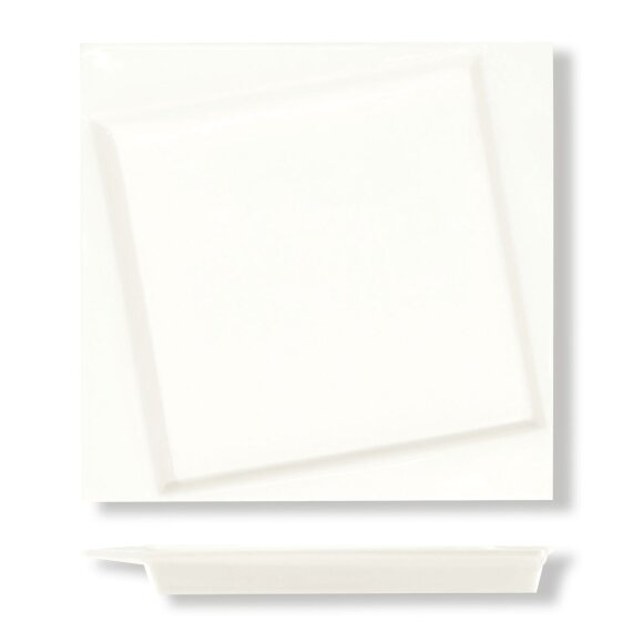 Тарелка 20,8*20,8 см квадратная смещенное дно белая фарфор [1], RIC - 99000074