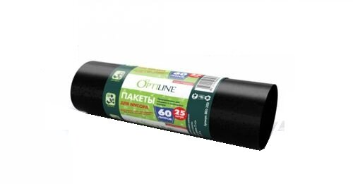 Мешок для мусора  60 л. 60*80 см. 10 мкм черный (25шт) "OptiLine" /1/1000/ Под заказ, MAG - 40100