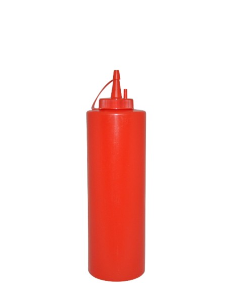 Емкость для соуса  375 мл. d=55 мм. h=215 мм. с крышкой красная MG /1/24/