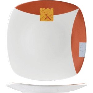 Тарелка «Зен Квадро» квадратная;фарфор;,L=18,B=18см;белый,оранжев. COM- 3010706