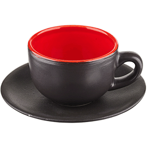 Пара чайная «Кармин»;керамика;200мл;D=15см;красный,черный COM- 3141367