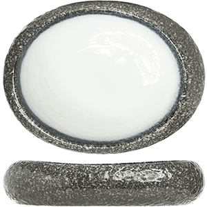 Салатник овальный;керамика;,H=55,L=240,B=210мм;белый,серый COM- 3033804