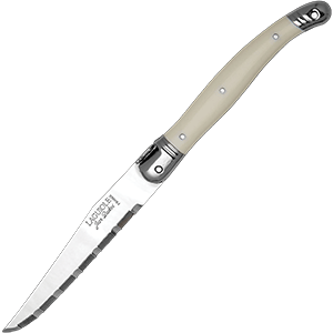 Нож для стейка;сталь нерж.,пластик;,L=110/225,B=15мм;белый COM- 3112713