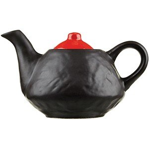 Чайник фактурный «Кармин»;керамика;0,6л;,H=11,L=13см;красный,черный COM- 3150795