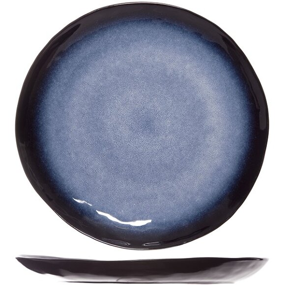 Блюдо круглое;керамика;D=33см;синий,черный COM- 3023016