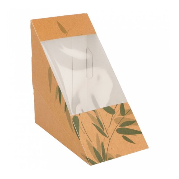 Коробка картонная для двойного сэндвича с окном 12,4*12,4*7,3 см, 100 шт/уп, Garcia de P, RIC - 81210220