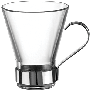 чашка bormioli rocco чайная «эпсилон» с металлическим подстаканником;стекло;320мл;d=93,h=112мм;прозр., qg3,4034