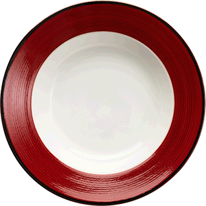Тарелка для супа «Джаспер»;фарфор;350мл;D=227,H=48мм;белый,красный COM- 3014373