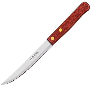 Нож для стейка «Проотель»;сталь нерж.,дерево;,L=215/115,B=15мм;металлич.,коричнев. COM- 3112158