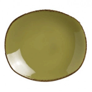 Тарелка «Террамеса Олива» мелкая овальная;фарфор;,H=2,L=15,B=13см;олив. COM- 3010148